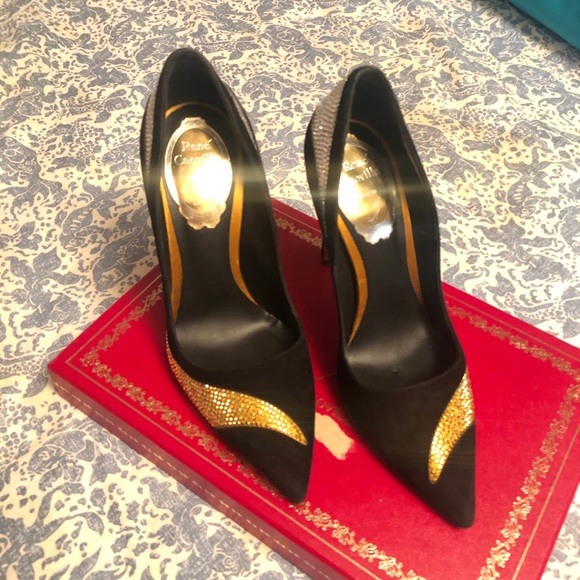 Rene Caovilla Suede Leather Crystal High Heels, 35 - Picture 3 of 11